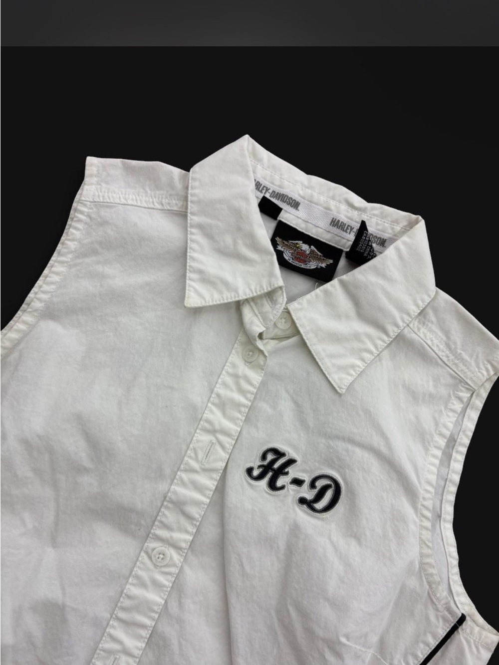 Harley-Davidson women’s White Sleeveless Button-Down Shirt